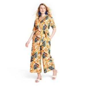 NWOT Women's Tropical Print Tie Front Jumpsuit Tabitha Brown